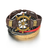 MeMolissa Braided Wrap Leather Men's Bracelets with Wood Beads Set