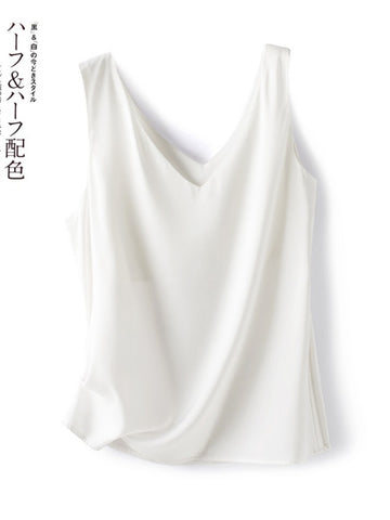 Woman Elegant SILK Satin Sleeveless Blouse