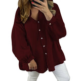 Casual Long Sleeve Single Breasted Women Blouse