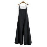 Women Summer Jumpsuit Cotton Linen Dungaree Bibs