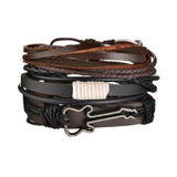 MeMolissa Braided Wrap Leather Men's Bracelets with Wood Beads Set