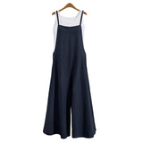 Women Summer Jumpsuit Cotton Linen Dungaree Bibs