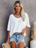 Women Summer Casual Solid Short Sleeve T-Shirt