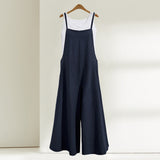 Women Summer Jumpsuit Cotton Linen Dungaree Bibs