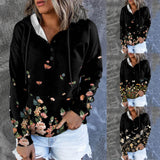 Women Floral Print Casual Warm Hoodies