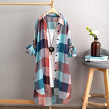 Women Plaid Spring/Summer Loose Blouse