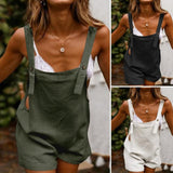 Women Loose Style Overalls Solid Color Playsuits