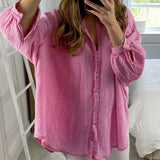 Casual Long Sleeve Single Breasted Women Blouse