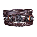 MeMolissa Braided Wrap Leather Men's Bracelets with Wood Beads Set