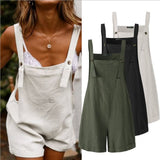 Women Loose Style Overalls Solid Color Playsuits