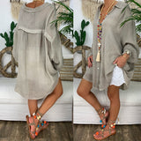 Women's Long Sleeve Plus Size Linen Shirt