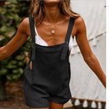 Women Loose Style Overalls Solid Color Playsuits