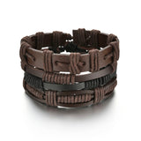 MeMolissa Braided Wrap Leather Men's Bracelets with Wood Beads Set