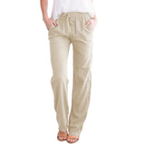 Cotton Linen Loose Drawstring Women's Pants