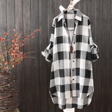 Women Plaid Spring/Summer Loose Blouse