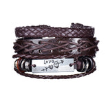 MeMolissa Braided Wrap Leather Men's Bracelets with Wood Beads Set