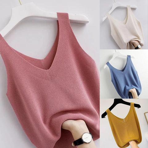 Women's Knitted Vintage Sleeveless Tank Top