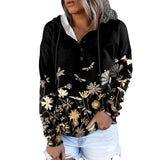 Women Floral Print Casual Warm Hoodies