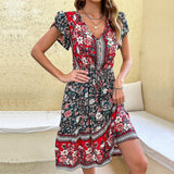 Women's Summer Midi Boho Floral Print